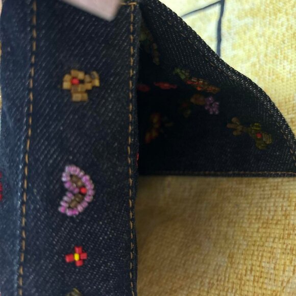 Authentic FENDI FF Denim Ricami Beaded Baguette Floral Blue Abstract Flap Purse - Picture 14 of 14